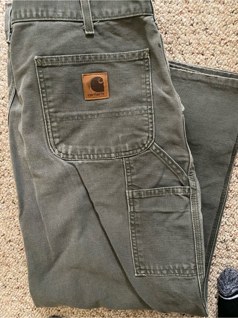Carhartt Men’s Olive Cargo Work Pants with Utility Pockets Vintage